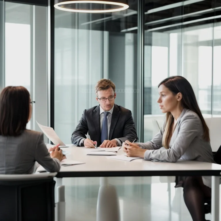 فريق استشاري قانوني يتعاون في مكتب حديث